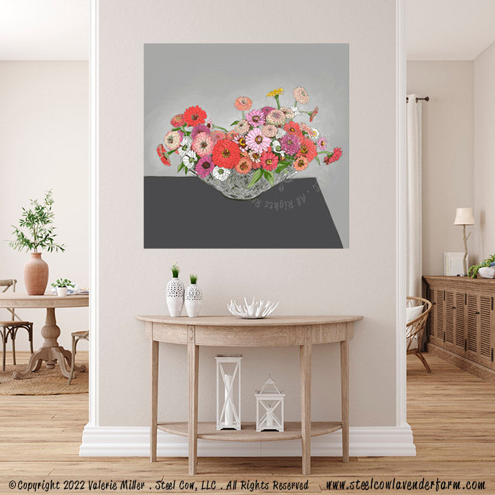 Zinnias in a Glass Bowl, 2020