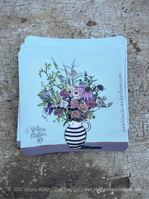 Flowers in a Striped Vase Sticker