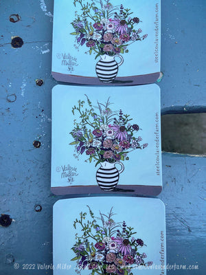 Flowers in a Striped Vase Sticker