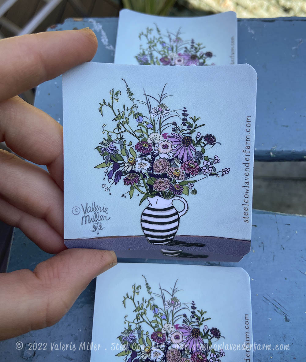 Flowers in a Striped Vase Sticker
