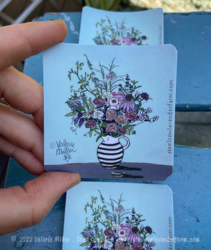 Flowers in a Striped Vase Sticker