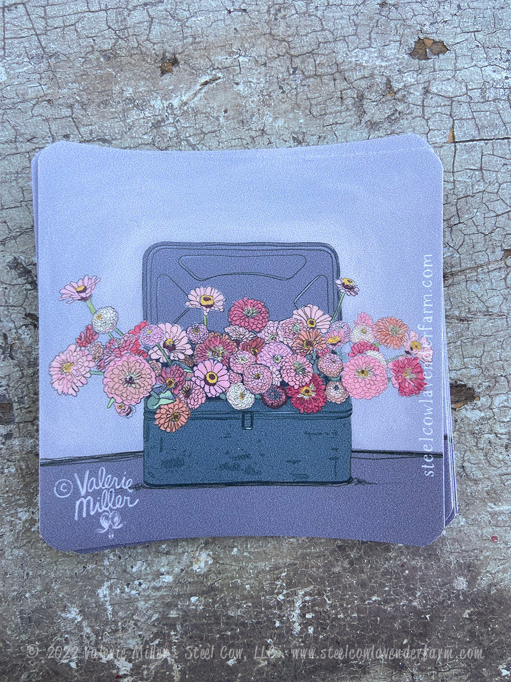 Zinnias in a Vintage Box Sticker