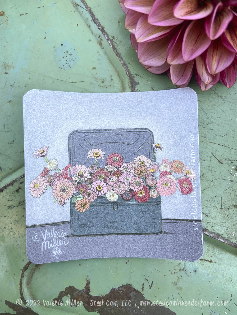Zinnias in a Vintage Box Sticker