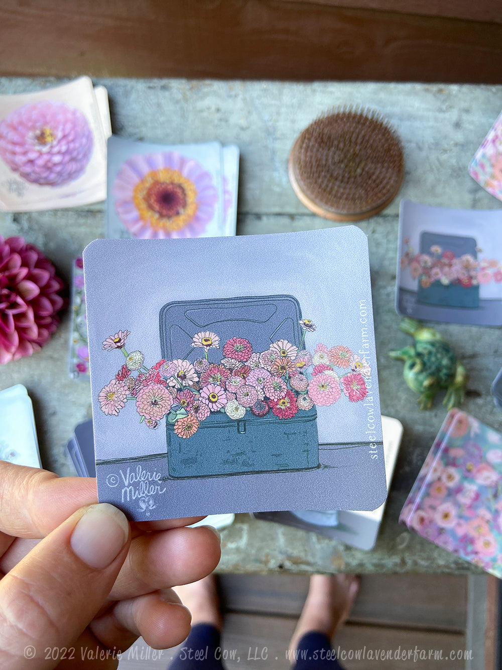 Zinnias in a Vintage Box Sticker